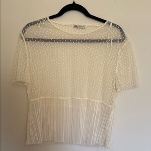 Zara Ivory Sheer Women's Blouse